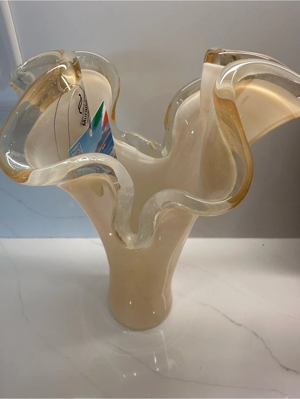 Murano Style hand blown Italian glass Vase.